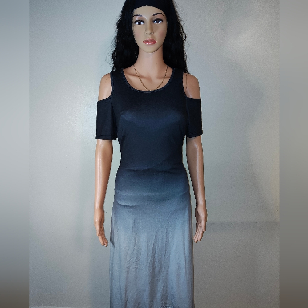 Black and Gray Cold Shoulder Dress